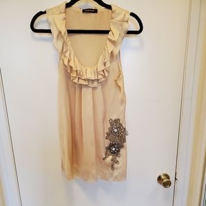 Champagne Silk Ruffle Blouse